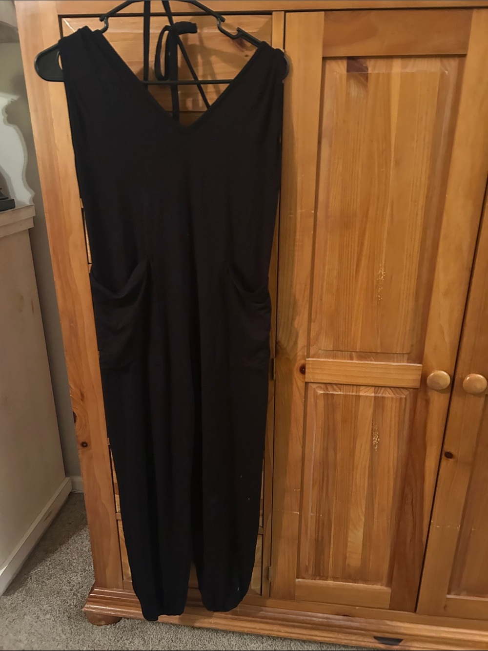 Black Strappy Jumpsuit oversized with pockets